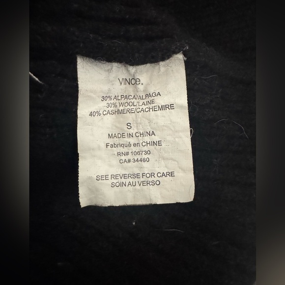 Vince Black Alpaca Wool Cashmere Blend Faux Wrap Sleeveless Sweater Top Small - Picture 5 of 9